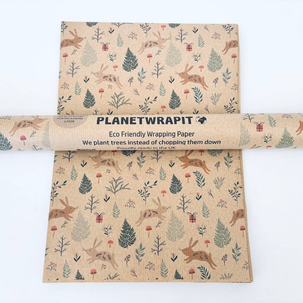 Winter Bunnies Recycled Eco Kraft Gift Wrapping Paper